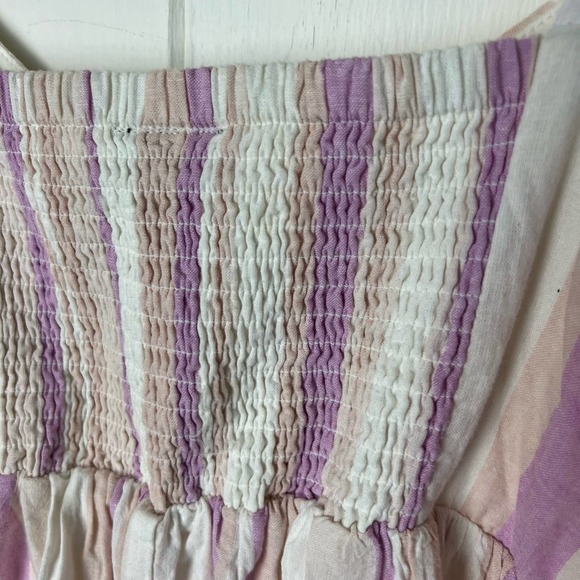 Torrid Linen Cotton Blend Midi Dress Striped Front Button with Pockets, - Picture 14 of 16